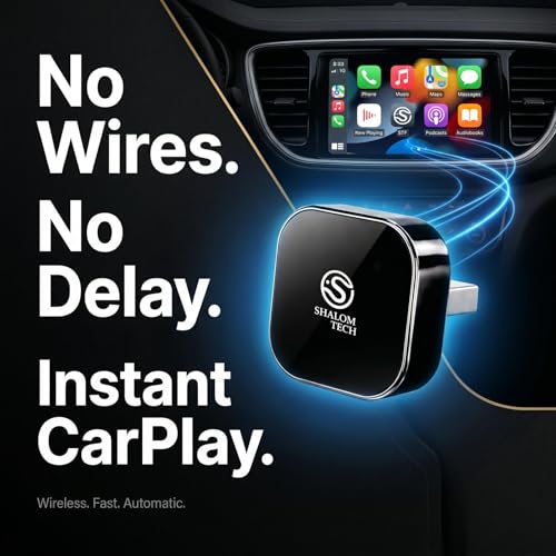 2-in-1 Wireless CarPlay & Android Auto Adapter, Wired to Wireless Adapter for Factory Wired CarPlay Vehicles, 5.8GHz WiFi, Bluetooth 5.3, Fast Auto-Connect – Black - color: Black