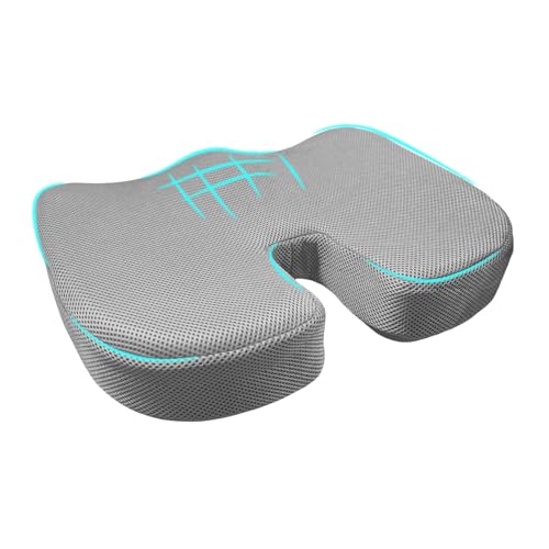 Car Seat Cushion, Memory Foam Cushion for Tailbone Pain & Sciatica Relief, Ergonomic Seat Cushion Comfortable Chair Relief Pillow for Car Office Wheelchair, car Accessories (Gray, Mesh) - color: Gray, Mesh