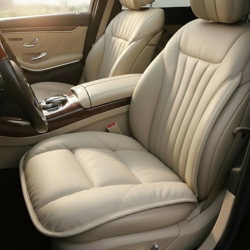 CORRIDOR Genuine Leather Seat Cushion for Car - Handmade - Relieve Hip, Pressure and Sciatica Pain - Ideal for Lower Back Pain - for Office Chair and Car Seat (Off White, Cushion) - color: Off White, size: Cushion