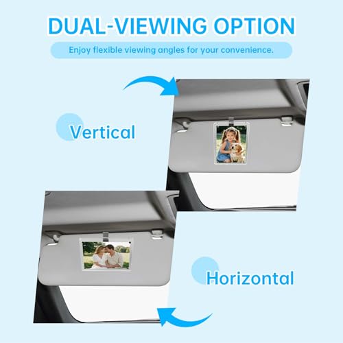6 Pack Magnetic Car Visor Photo Holder – Personalized Acrylic Clip for Family, Pets, Travel Pictures – Easy Snap-On Car Accessory for Sun Visor (6 Pack, 2.4''x3.5'') - style: 6 Pack