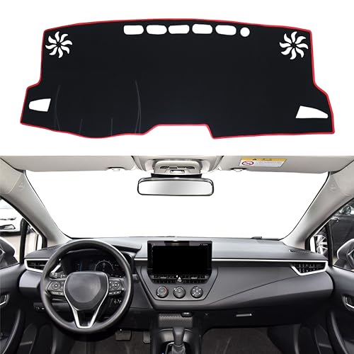 for Toyota Corolla Accessories 2019-2022 2023 2024 2025 2026 Dash Cover Dashboard Cover Mat Center Console Carpet Non-Slip Protector Sunshield Pad Custom Fit for Corolla 2020 2021, Red Trim - color: Red