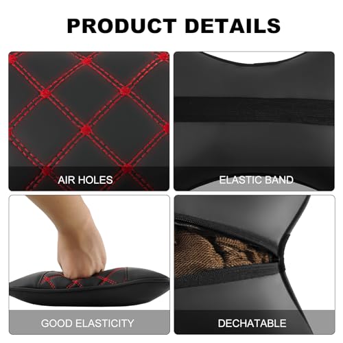 2 Pack Car Neck Pillow PU Leather Automotive Headrest Pillow for Car Support Neck Pain Relief Universal Car Pillow (Red Black) - color: Red Black