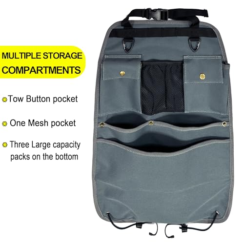 Car Seat Back Organizer with Multiple Pockets and Hooks (grey) - color: grey