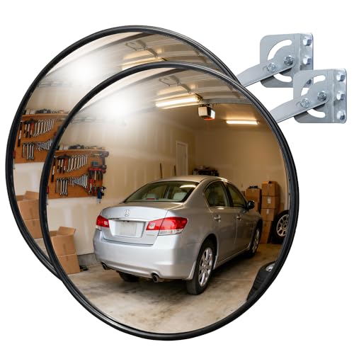 Convex Traffic Mirror Acrylic Safety Security Corner Blind Spot Mirrors Adjustable Wide Angle View Wall Mounted for Indoor Garage School Rooms Warehouse (24" Black) - color: Black, size: 24"