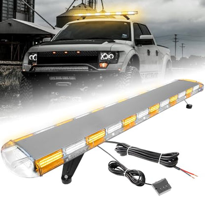 ASPL 53 inch 260 LED Low Profile Rooftop Strobe Lights Bar High Intensity Emergency Warning Flashing Beacon Snow Plow Light Traffic Advisor Car Hazard Construction Roof Lights Bars (Amber/White) - color: Amber/White
