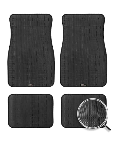 Ultra Durable Car Floor Mats, Premium PVC Coil All-Weather Automotive Floor Mats, Universal Fit with Anti-Slip Nibbs Backing, Waterproof | Wear Resistant | Flame Retardant, Black 4PCS - color: Black