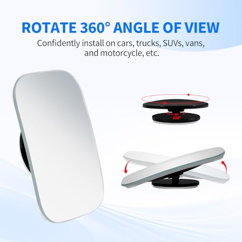2 PCS Car Blind Spot Mirror, HD Frameless Convex Glass Angle Adjustable, Self-adhesive Back Auxiliary Reverse Mirror Wide Angle Side Mirrors Universal Car Exterior Accessories (Rectangle) - size: Rounded Rectangle