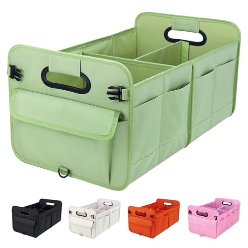 titiyiof Trunk Organizer For Suv & Sedan,Car Organizers and Storage, Waterproof Collapsible & Adjustable Straps,70L Sturdy Car Organization for Car Accessories, Tools,Sundries,2-3Compartment（Green - color: Fruit Green, size: Large (70L)