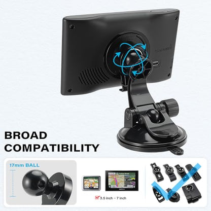 1Zero 2 PCS Adjustable GPS Car Mount for Garmin Nuvi Dezl Drive Drivesmart Zumo Driveassist DriveLuxe StreetPilot RV, Replacement Suction Cup GPS Dash Ball Mount Dashboard Windshield Car Holder