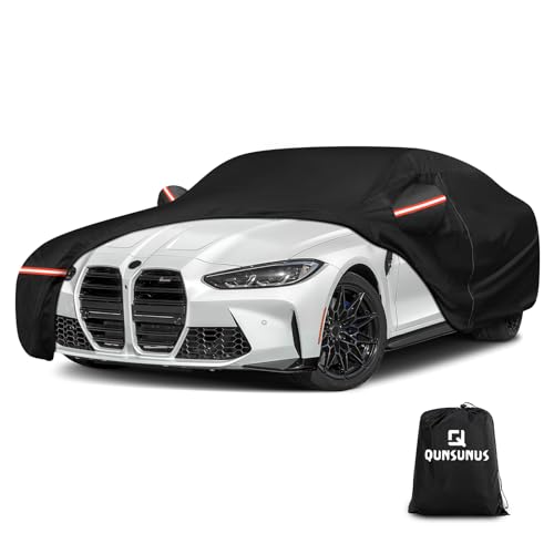 QUNSUNUS Car Cover for BMW M4/ 4 Series 420i 428i 430i 435i 440i /4 Coupe 2014-2026, Waterproof M4 Car Covers with Cotton Lining, All Weather Cover with Straps and Zipper - color: for BMW M4/4 Series Car Cover