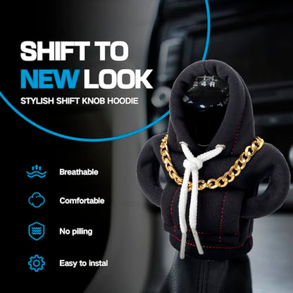 Funny Gear Shift Hoodie Cover, Car Shifter Knob Sweatshirt, Universal Stick Shift Cover for Car Gear Handle - color: Black
