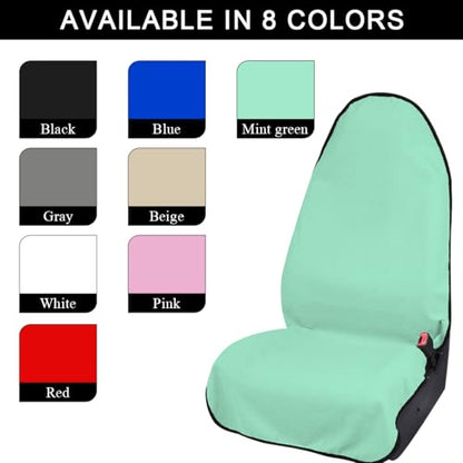 DXNQ 2PCS Car Towel Seat Cover, Waterproof Sweating Non-Slip Premium Soft Towel Carseat Protector, Universal Machine Washable Car Truck SUV Front Seat Cover for Gym Workout Beach Hiking (Mint Green) - color: Mint Green, 2pcs, Front