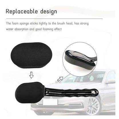 Tire Shine Applicator Brush, High-Density Sponge Tire Dressing Applicator Pad with Long Handle, Multipurpose Curved Auto Tire Detailing Tool, Vehicle Cleaning Waxing Accessory