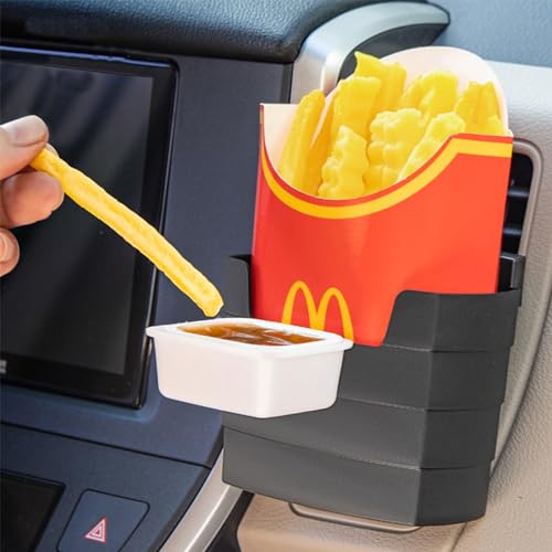 Car French Fry Holder, Multi-Purpose Vehicle French Fries Cup Holder with Sauce Holder, Auto Air Outlet Fast Food Drink Cup Holder Expander for Small Items, Car Accessories