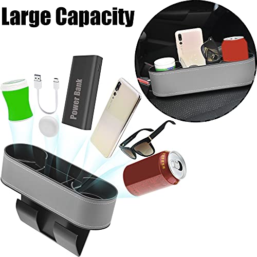 iokone Coin Side Pocket Console Side Pocket Leather Cover Car Cup Holder Auto Front Seat Organizer Cell Mobile Phone Holder (Slim-Gray) - color: Slim-Gray