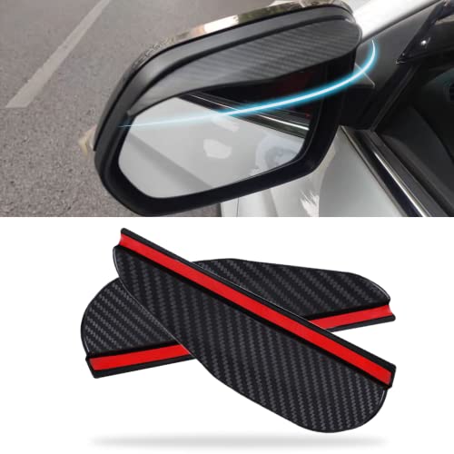 2Pcs Carbon Fiber Side Mirror Rain Visor Guard, Universal for Cars, Trucks and SUVs (Black) - color: Carbon fiber