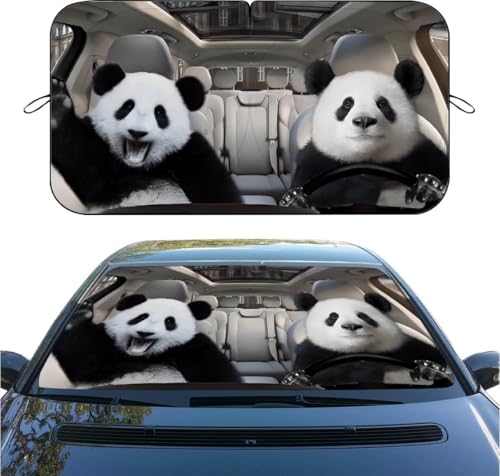 Funny Panda Car Windshield Sunshade, UV Heat Reflector Sun Visor Protector, Foldable Car Sun Shade, Universal Automotive Car Accessories for SUV Truck Van, 59" L X 31.5" W - color: color 4