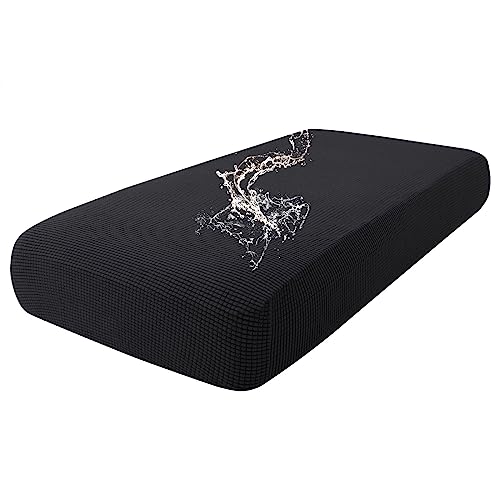hyha Waterproof Couch Cushion Covers for Pets, Non Slip Sofa Seat Cover for Dogs Washable, Soft Thick Stretch Jacquard Fabric, Sofa Slipcovers with Elastic Bottom (1 Piece for Medium, Black) - color: Black, size: Medium