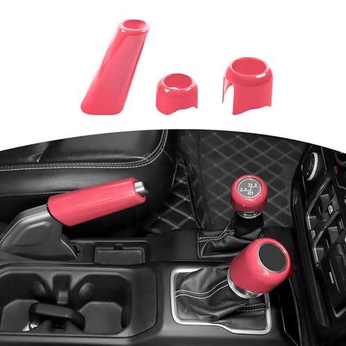 for Jeep JL Gear Shift Knob Handbrake Cover Trim for Jeep Wrangler JL JLU 2018 up for Gladiator JT 2020 up Pink Interior Accessories 3pcs - color: Pink