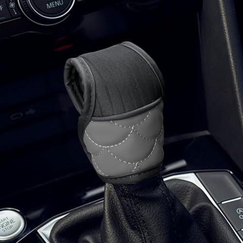 Car Gear Shift Knob Cover, Leather Stick Shifter Protector Sleeve, Breathable Car Gear Shift Cover, Universal Auto Decoration Accessory Fits Most Manual Automatic Vehicles (Grey) - color: Gray