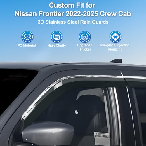 Sze Rain Guards Compatible with Nissan Frontier 2022-2026 Crew Cab Side Window Deflectors Window Visors Out-Channel Guard Deflector Vent Visor-4pcs - style: Nissan Frontier 2022-2025
