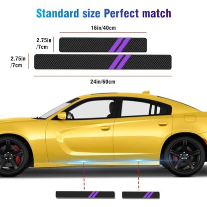 4PCS Door Sill Scratch Protector Stickers Compatible with Challenger Charger Car Threshold Protection Stickers Thickened Carbon Fiber Textured Leather Material Anti-Scratch(Purple) - color: Purple