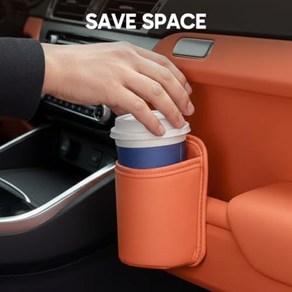 Universal Leather Car Door Cup Holder Trash Can, Leakproof Car Trash Bin,Multifunctional Back Seat Car Organizer for Hold Phones, Snacks, Drinks (Black) - color: Black