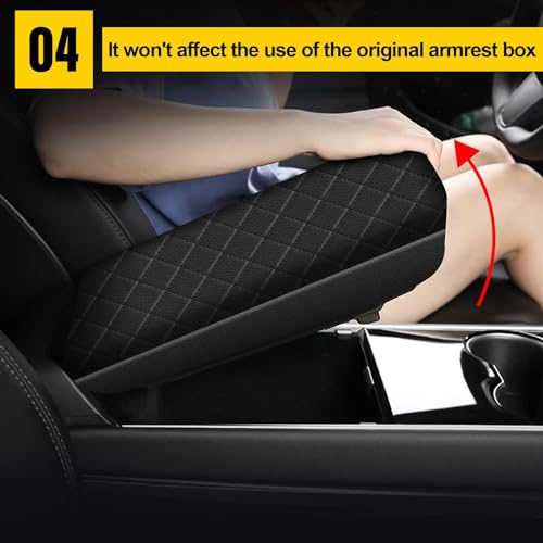 AOMSAZTO Center Console Cover Customized Armrest Cover Compatible with 2011-2019 Ford Explorer Soft Cozy Leather Arm Rest Covering for Car - color: black-1
