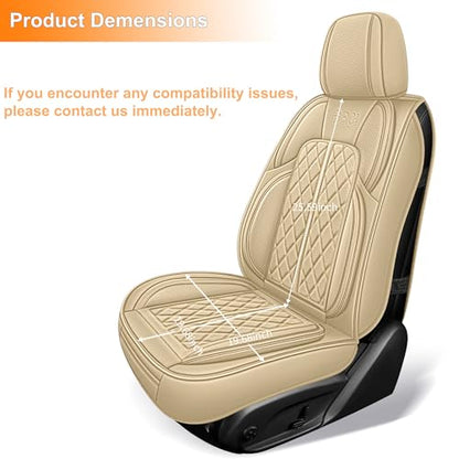 Leather Automotive Seat Covers Universal Fit for Cars, SUV, Sedans, Anti-Slip & Breathable (Beige, Front Seat) - color: Beige, size: Front Seat
