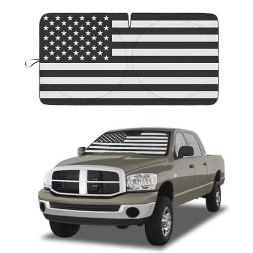 American Flag Car Windshield Sun Shade, Foldable Car Front Window Sunshade for Car SUV Truck, Auto Interior Sun Protection Cover, Blocks UV Rays & Keeps Your Vehicle Cool (USA B&W Flag, X-Large) - color: USA B&W Flag, size: X-Large