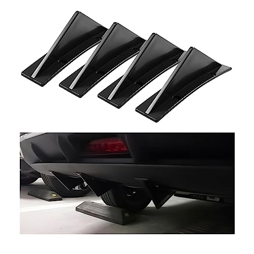 4pcs Car Rear Lower Bumper Wing Lip Diffuser, Anti-Crash Accessories Spoiler Shark Fin Protector, Rear Bumper Splitter Lip Wing with Screw, Universal Auto Decoration for Car SUV Truck - style: Curved/Black
