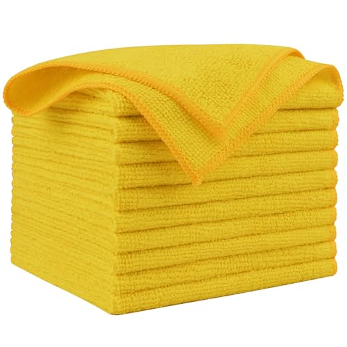 AIDEA Microfiber Cleaning Cloth, 10PK, Microfiber Towels for Cars, Premium All Purpose Car Cloths, Dusting Cloth Cleaning Rags, Absorbent Towels for SUVs, House, Kitchen, Window, 12"×12", Yellow - color: Yellow, size: 10PK