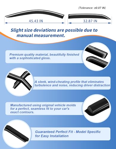 6-PCS Extra-Thick Rain Guards Fit for 2018-2024 Chevy Equinox Extra Durable Tape-on Window Rain Guard Window Deflectors Vent Shades Window Visor Vent Visors Exterior - size: Fit for 2018-2024 Chevy Equinox