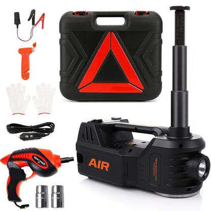 STANDTALL Electric Car Jack Kit 5 Ton 12V Hydraulic Jack Automatic Lift for Car with Impact Wrench and Tire Inflator Pump for SUV Sedan Truck Change Tires Garage Repair Road Emergency - color: Black Jack+Impact Wrench