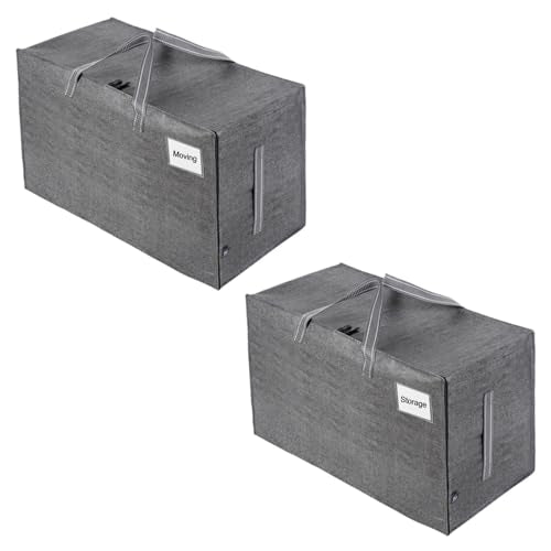 VENO 2 Pack Extra Large Heavy Duty Moving Bags with Wide Opening & Reinforced Handles, Reusable Storage Tote Bags with Strong Zippers for Clothes, College Dorm Essentials & Moving Supplies - color: Dark Gray, size: 2 Pack