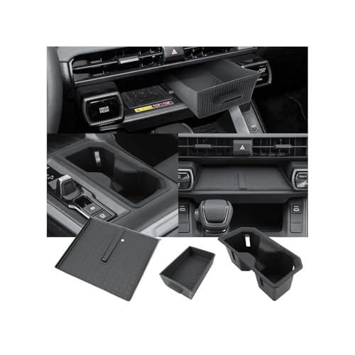 BIXUAN (3PCS 2026 RAV 4 Center Console Organizer Set for 2026 Toyota RAV 4 (6th Gen) Wireless Charging Silicone Mat, Wireless Charger Storage Drawer Box & Console Cup Holder 2026 RAV 4 Accessories - color: Black5
