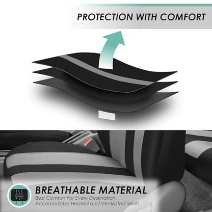FH Group Striking Striped Car Seat Covers - Universal Fit, Washable Seat Covers for Cars, SUVs, Vans, Sedans, Gray, Rear Set - color: Gray, size: Rear Set