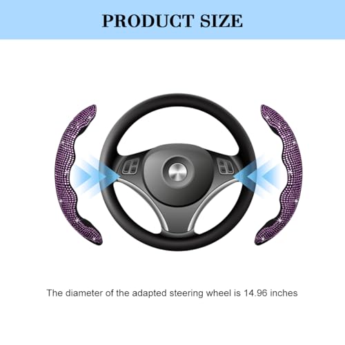 Bling Car Steering Wheel Cover, Rhinestones Non-Slip 15 Inches Vehicle Wheel Cover, Diamond Sparkling Steering Protector for Women Girls, Universal Automotive Accessories (Pink) - color: Pink