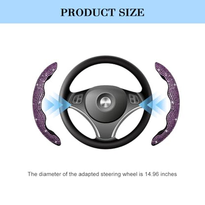 Bling Car Steering Wheel Cover, Rhinestones Non-Slip 15 Inches Vehicle Wheel Cover, Diamond Sparkling Steering Protector for Women Girls, Universal Automotive Accessories (Pink) - color: Pink