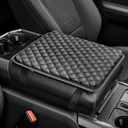 JOYTUTUS Center Console Cover for Full Size Truck, Leather Arm Rest Covers Armrest Cover for Car, Middle Console Cover Lid, Car Arm Rest Cushion Pad, Car Black Accessories - size: 13.78" x 13.78"