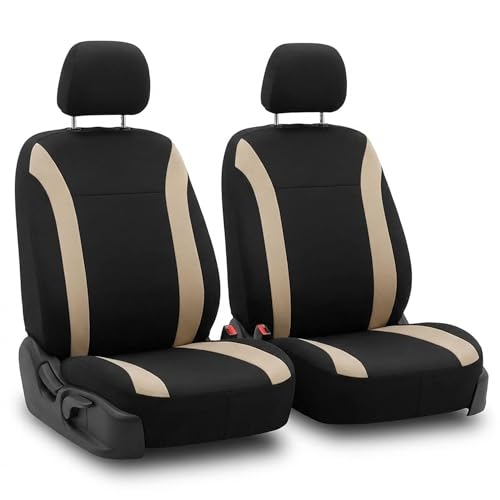 FH Group Car Seat Covers Cosmopolitan Flat Cloth Car Seat Covers Front Seats Only Gray Automotive Seat Covers, Airbag Compatible Universal Fit Interior Accessories Cars Trucks SUV Car Accessories - color: BEIGE, size: FRONTSET