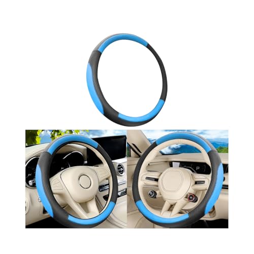 Car Steering Wheel Cover, Anti-Slip Breathable Wheel Cover for Automotive Sport Pattern, 14.5 to 15 Inch Vehicle Interior Steering Protector Accessories, Universal for Truck SUV (Black/Blue) - color: Black/Blue