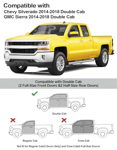 in-Channel Window Rain Guards Fit for Chevrolet(Chevy) Silverado/GMC Sierra Double Cab 2014-2018 Rain Guards Extra Durable Window Deflectors Visors Truck Vent Visors Shades Car Accessories - size: Fit for 2014-2018 Silverado/GMC Sierra Double Cab