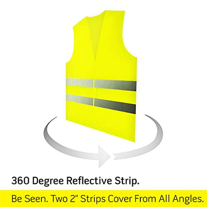 PeerBasics, 20 Pack, Yellow Reflective High Visibility Safety Vest, Hi Vis Silver Strip, Men Women, Work, Cycling, Runner, Construction (Mesh, 20)… - color: Yellow, size: 20