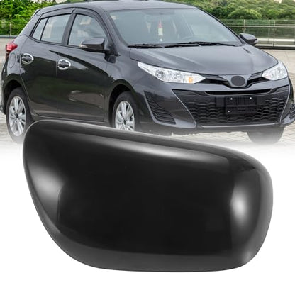 X AUTOHAUX Right Side Car Side Door Wing Mirror Cover Rear View Mirror Cap for Toyota Yaris 2008-2013 Gloss Black