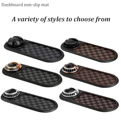 Car Dash Anti-Slip Pad, 3-in-1 Rotatable Dash Non-Slip Mat with Phone Holder & Temporary Parking Number, Multifunctional Dashboard Grip Mat for Key Gadgets, Universal Fit (Brown/Black) - color: Brown/Black