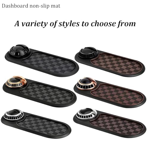 Car Dash Anti-Slip Pad, 3-in-1 Rotatable Dash Non-Slip Mat with Phone Holder & Temporary Parking Number, Multifunctional Dashboard Grip Mat for Key Gadgets, Universal Fit (Brown/Silver) - color: Brown/Silver