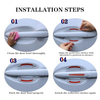 8pcs Clear Car Door Handle Scratch Protector，Clear-Transparent & 3D Carbon Fiber-Marking,Anti Scratch,Universal Auto Door Handle Anti Scratch Cover Guard (Blue) - color: Blue
