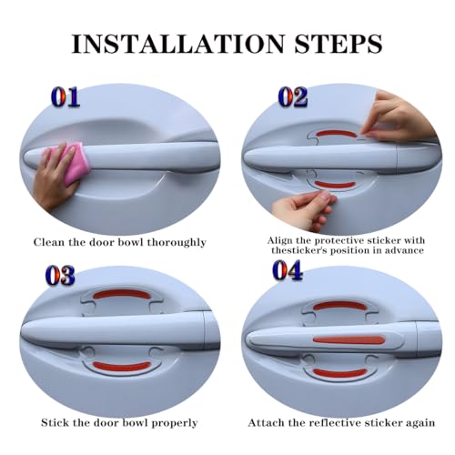 8pcs Clear Car Door Handle Scratch Protector，Clear-Transparent & 3D Carbon Fiber-Marking,Anti Scratch,Universal Auto Door Handle Anti Scratch Cover Guard (White) - color: White