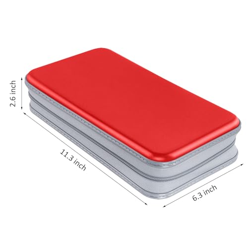 CD Case, Siveit DVD Case Holder 96 Capacity Hard Plastic CD DVD Disc Cases Storage Binder Wallet for Car Home Office Travel (Red) - color: Red